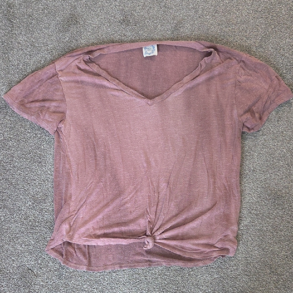 Blue Rain Pink Puff Sleeve Relaxed T-Shirt